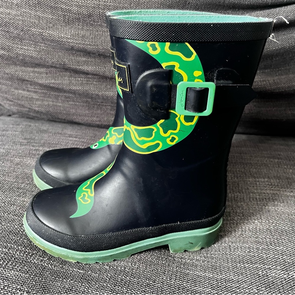 Joules size 12 snake rain boots